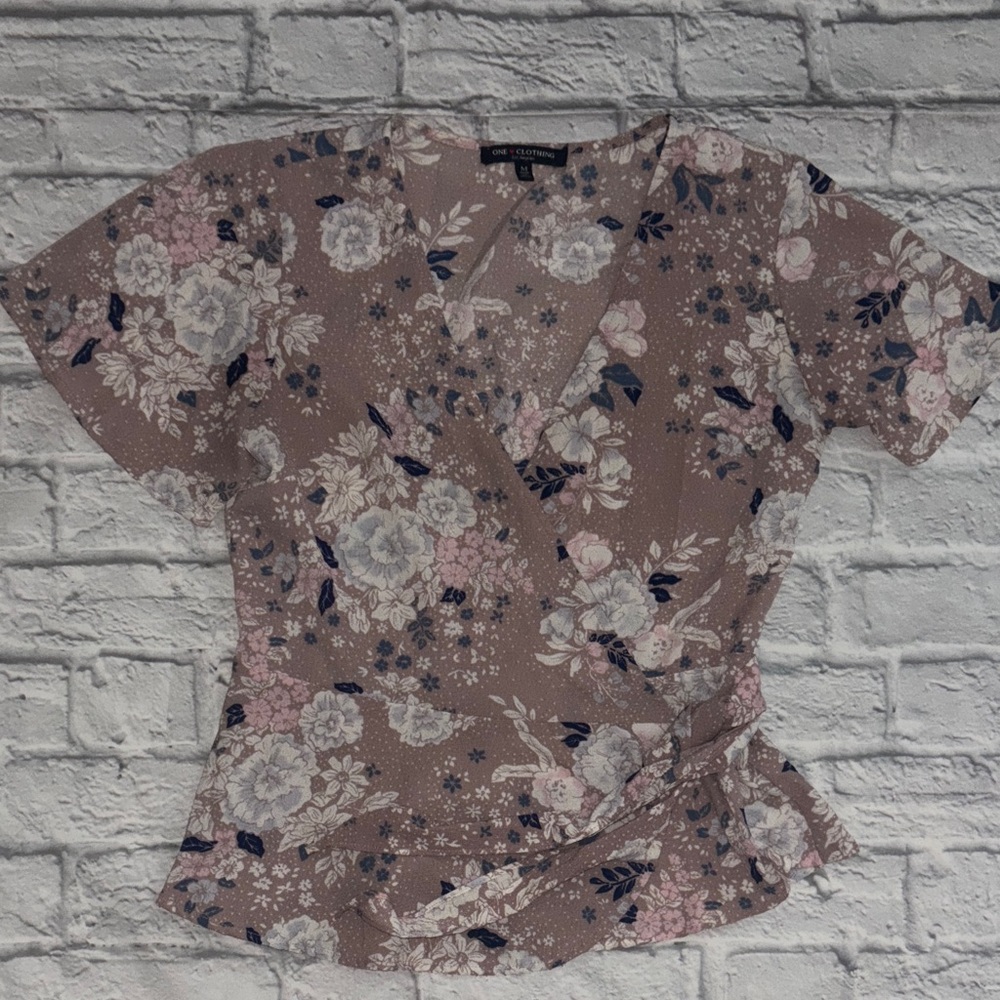 Catherine Malandrino Floral Blouse in Pink and Blue